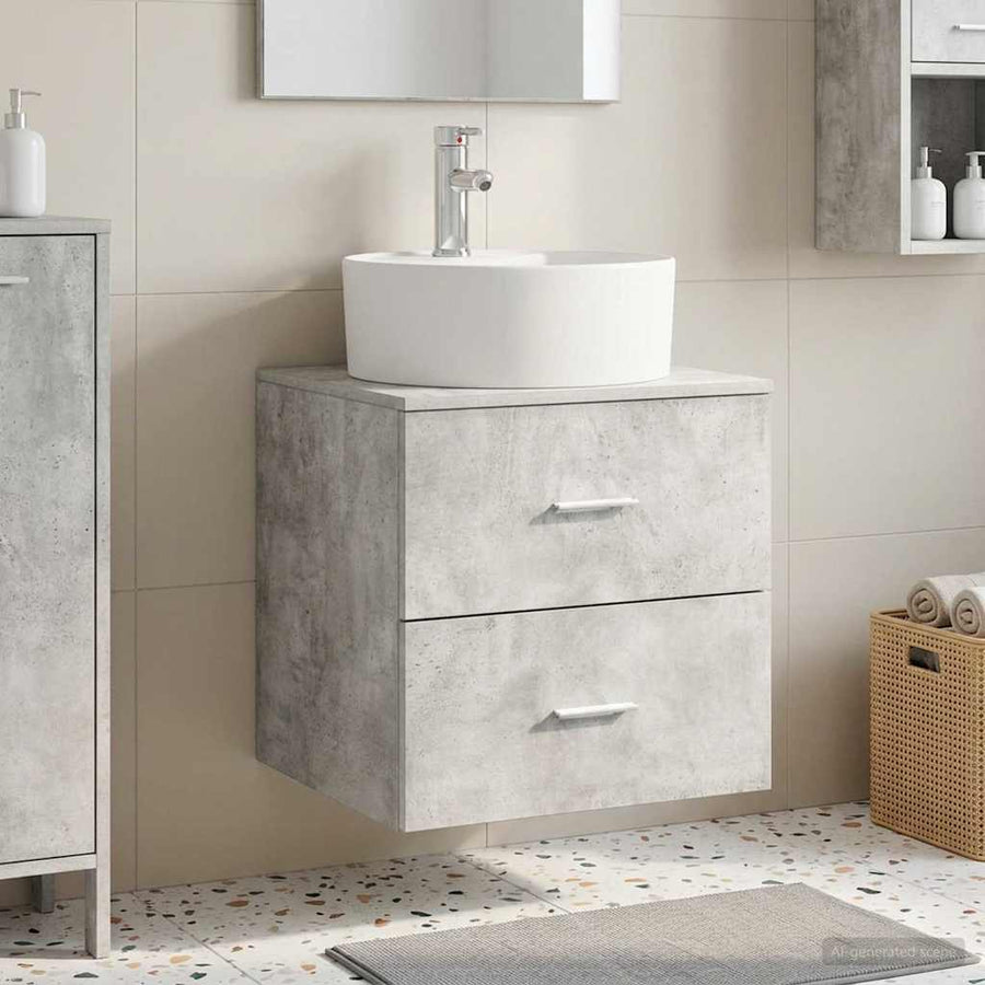 Wandgemonteerde wastafelmeubel Betongrijs 49,5 x 44,5 x 65 cm