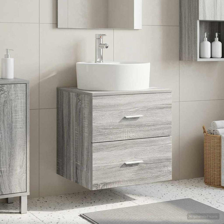 Wandgemonteerde wastafelmeubel Grijs Sonoma 49,5 x 44,5 x 65 cm
