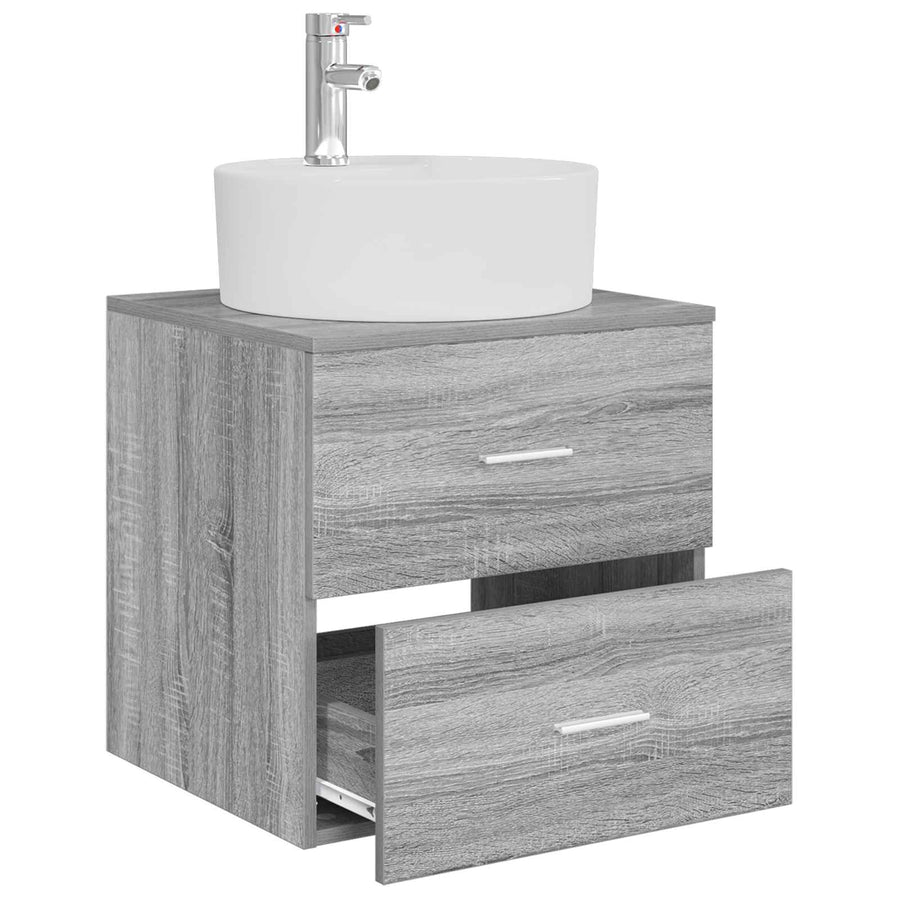 Wandgemonteerde wastafelmeubel Grijs Sonoma 49,5 x 44,5 x 65 cm