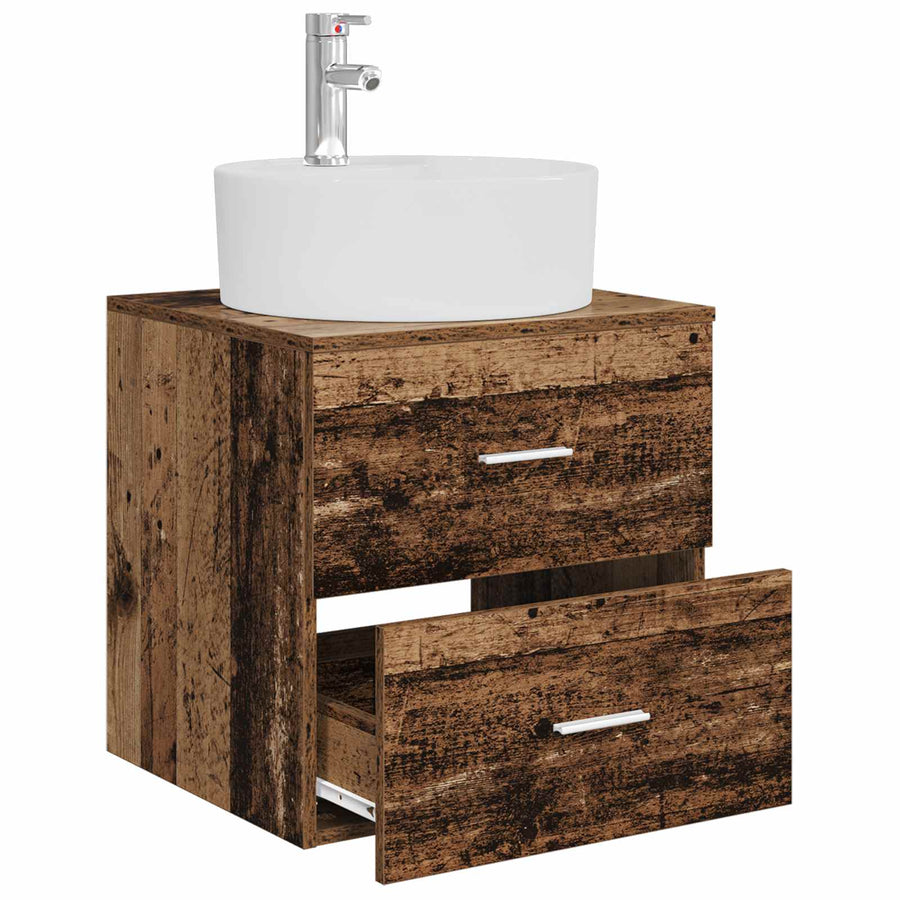 Wandgemonteerde wastafelmeubel Oud hout 49,5 x 44,5 x 65 cm