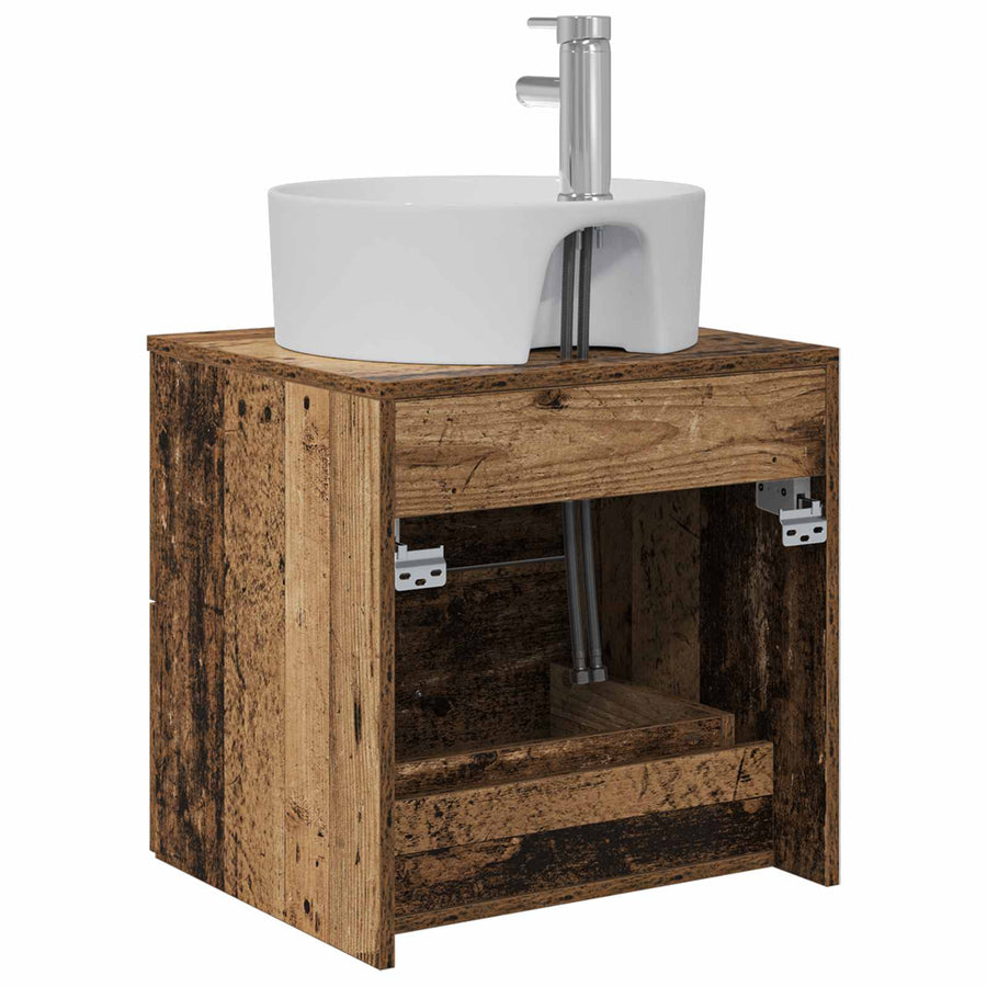 Wandgemonteerde wastafelmeubel Oud hout 49,5 x 44,5 x 65 cm
