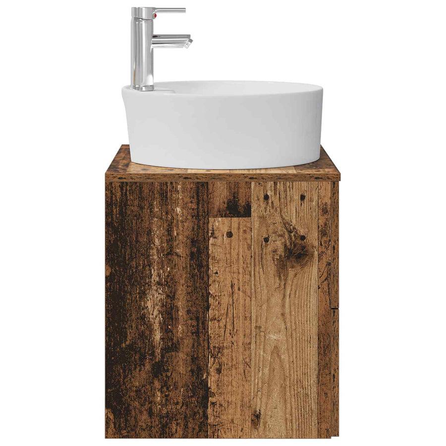 Wandgemonteerde wastafelmeubel Oud hout 49,5 x 44,5 x 65 cm