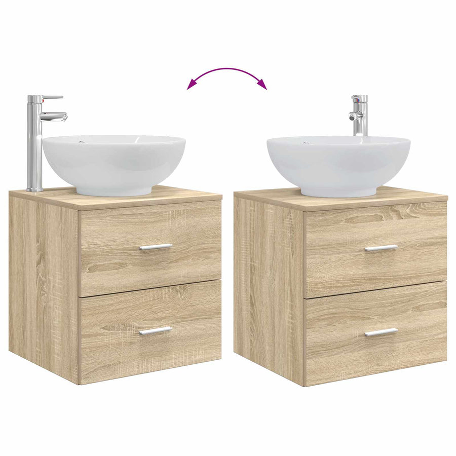 Wandgemonteerde wastafelmeubel Sonoma Eiken