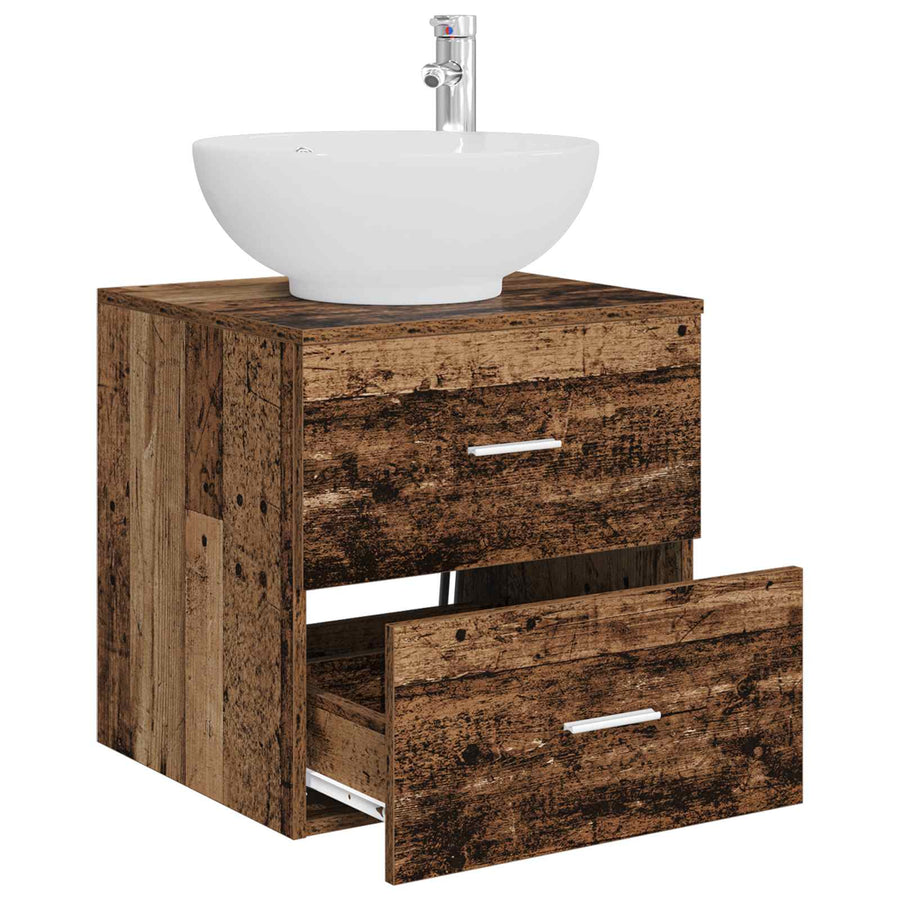 Wandgemonteerde wastafelmeubel Oud hout 49,5 x 44,5 x 66,5 cm