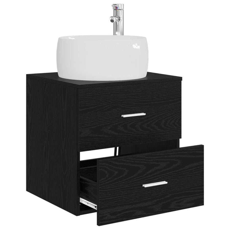 Wandgemonteerde wastafelmeubel Zwart eiken 49,5 x 44,5 x 66 cm