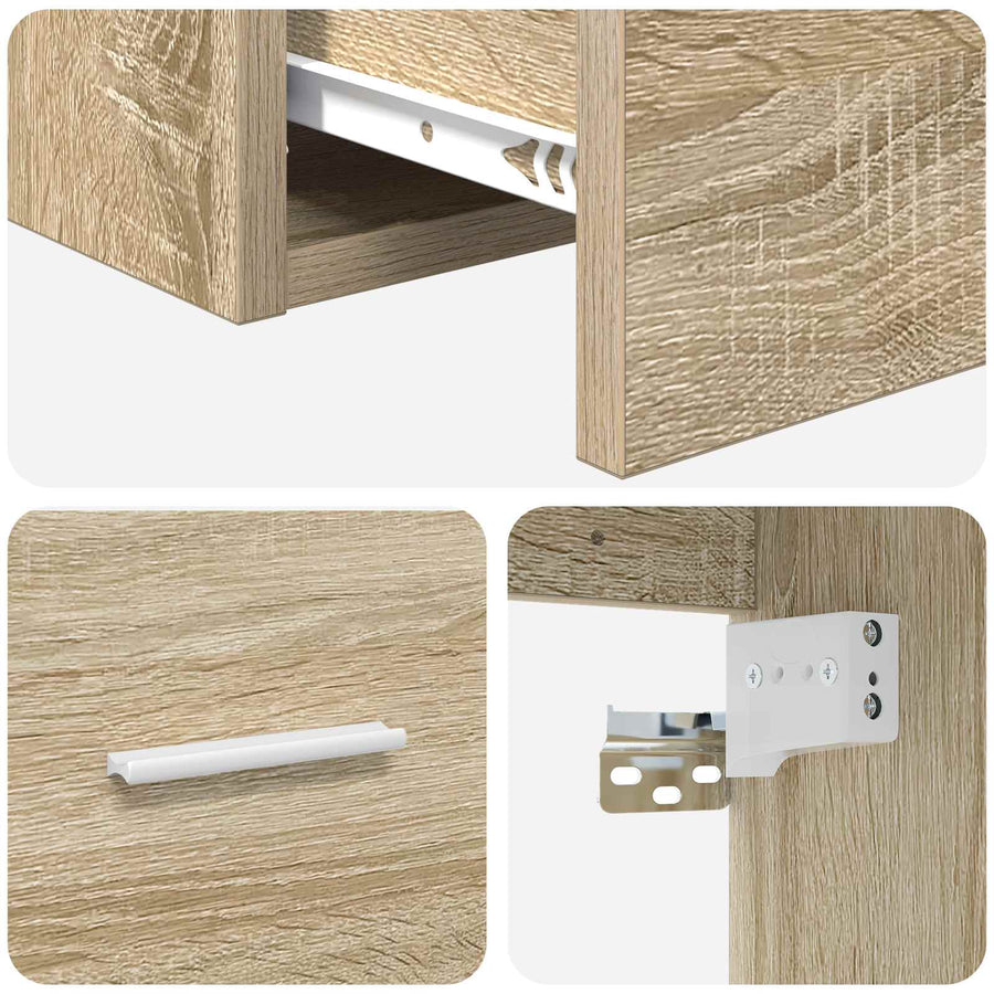 Wandgemonteerde wastafelmeubel Sonoma Eiken 49,5 x 44,5 x 66 cm