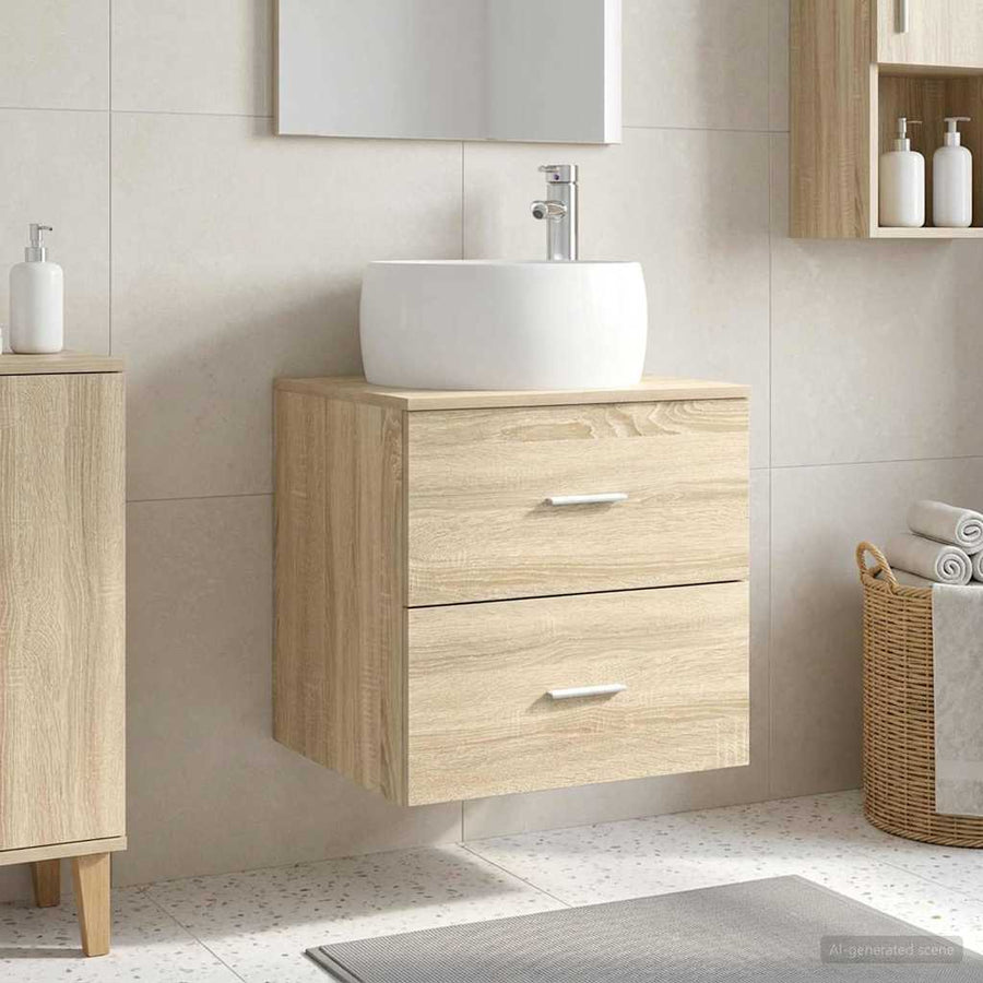 Wandgemonteerde wastafelmeubel Sonoma Eiken 49,5 x 44,5 x 66 cm