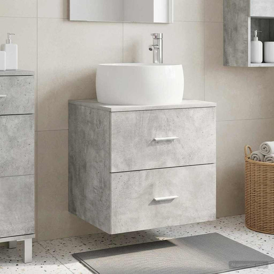 Wandgemonteerde wastafelmeubel Betongrijs 49,5 x 44,5 x 66 cm