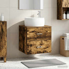 Wastafelmeubel wandmontage 49,5x44,5x66 cm bewerkt hout gerookt eiken