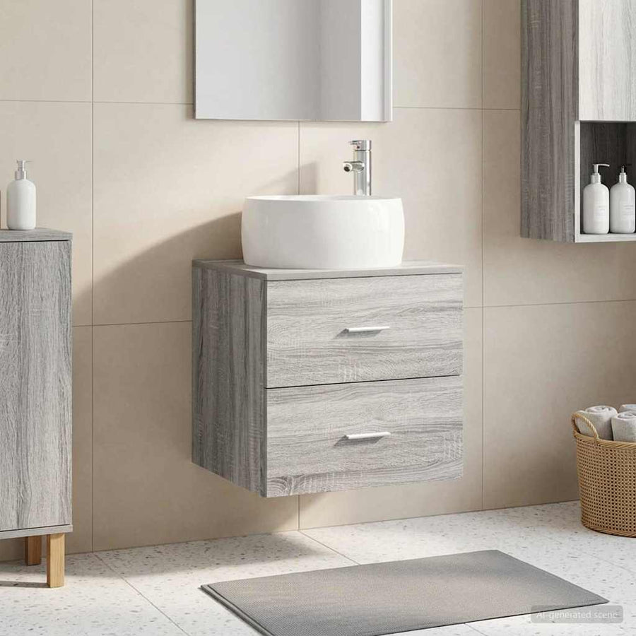 Wandgemonteerde wastafelmeubel Grijs Sonoma 49,5 x 44,5 x 66 cm