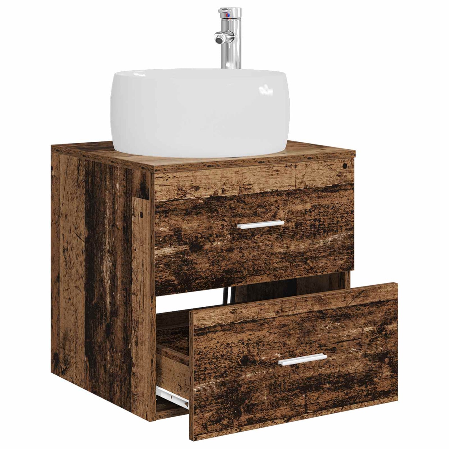 Wandgemonteerde wastafelmeubel Oud hout 49,5 x 44,5 x 66 cm