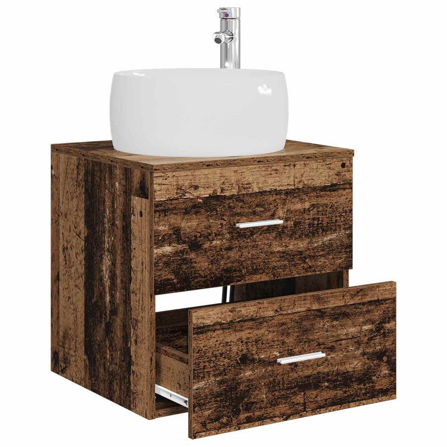 Wandgemonteerde wastafelmeubel Oud hout 49,5 x 44,5 x 66 cm