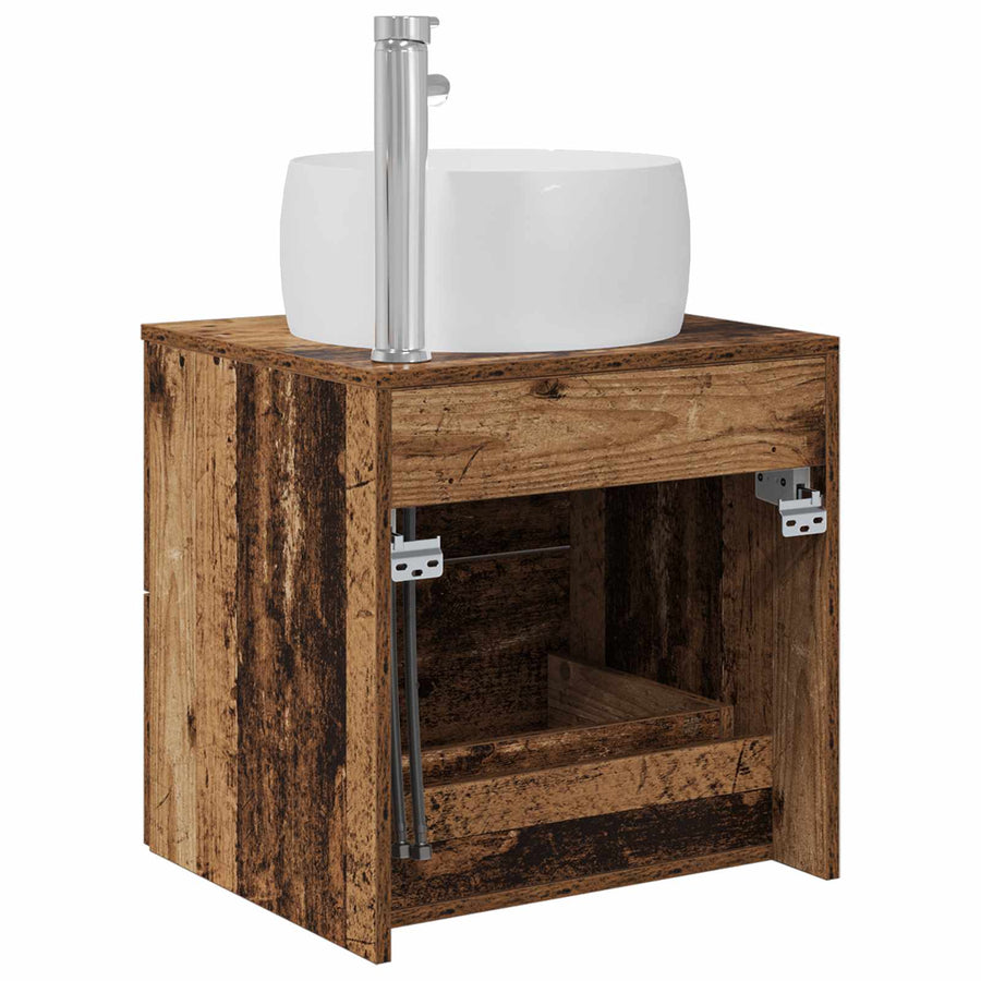 Wandgemonteerde wastafelmeubel Oud hout 49,5 x 44,5 x 66 cm