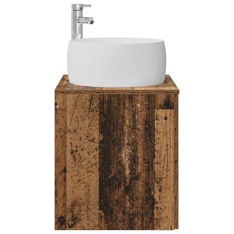 Wandgemonteerde wastafelmeubel Oud hout 49,5 x 44,5 x 66 cm