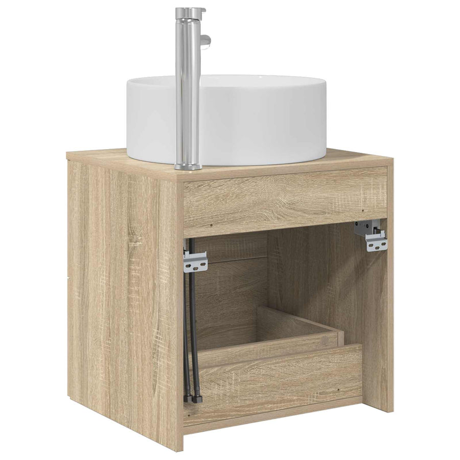 Wandgemonteerde wastafelmeubel Sonoma Eiken