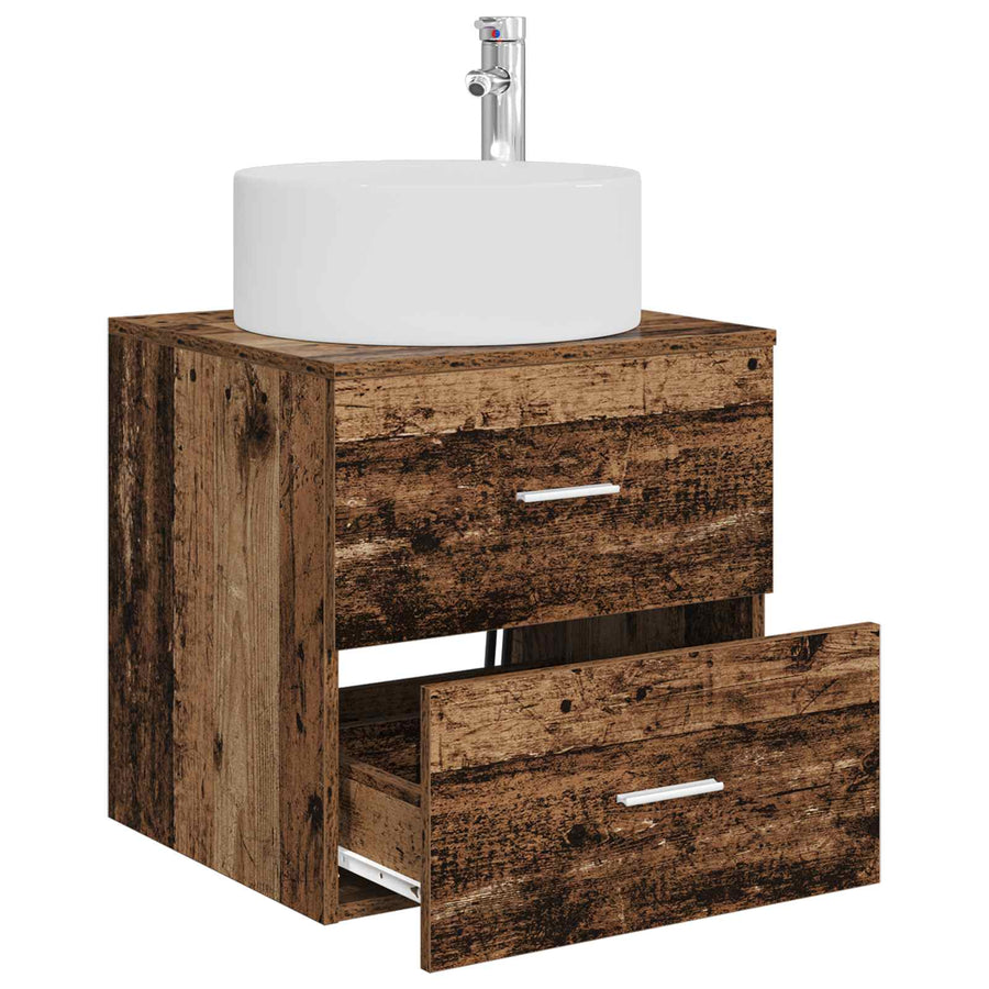Wandgemonteerde wastafelmeubel Oud hout 49,5 x 44,5 x 65,5 cm