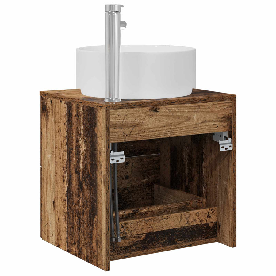 Wandgemonteerde wastafelmeubel Oud hout 49,5 x 44,5 x 65,5 cm