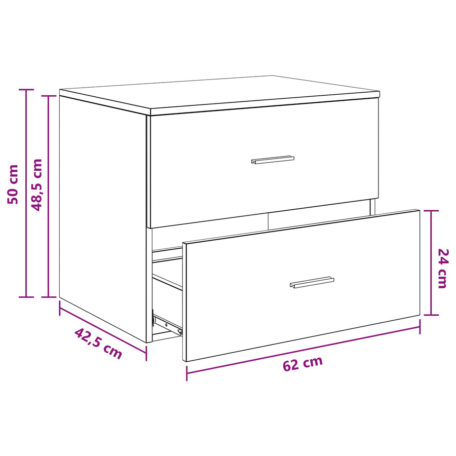 Wandgemonteerde Badkamerkast Oud hout 62,5 x 44,5 x 50 cm