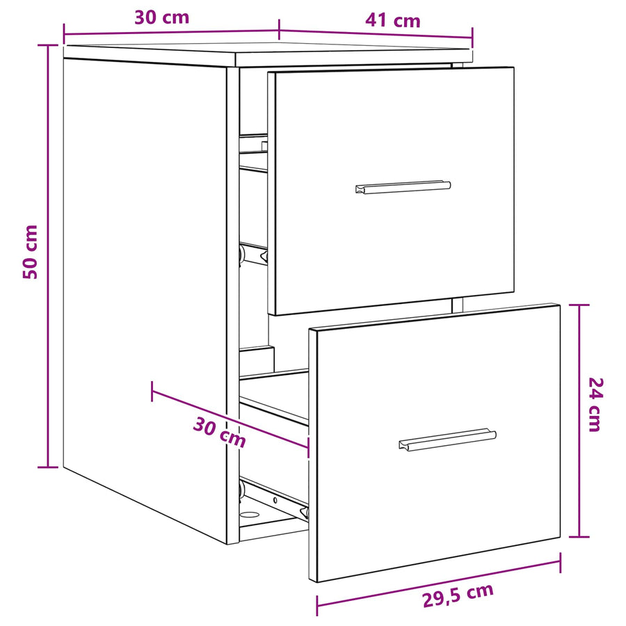 Badkamerkast Tussenin Zwart eiken 30 x 41 x 50 cm Bewerkt hout