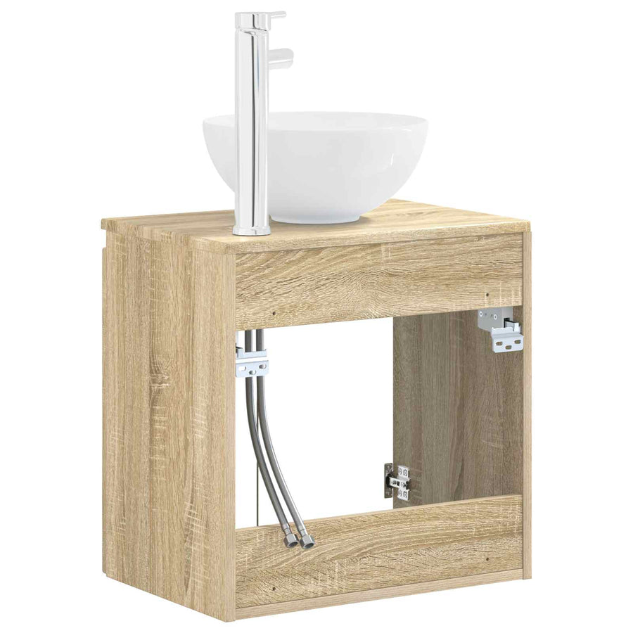 Wandgemonteerde wastafelmeubel Sonoma Eiken 49,5 x 35 x 63 cm