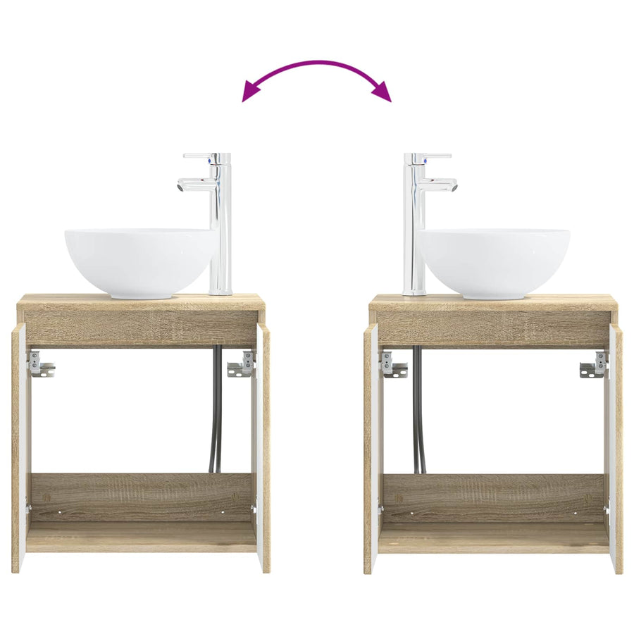 Wandgemonteerde wastafelmeubel Sonoma Eiken 49,5 x 35 x 63 cm