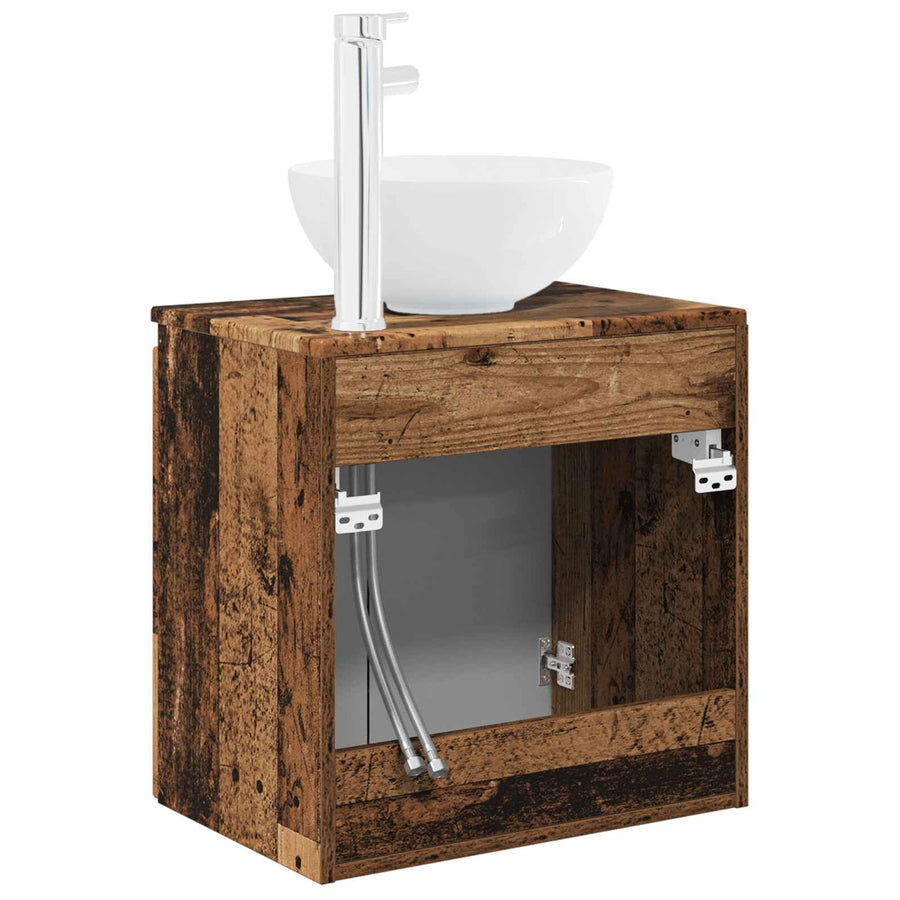 Wandgemonteerde wastafelmeubel Oud hout 49,5 x 35 x 63 cm