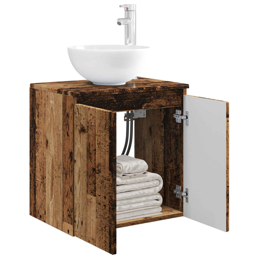 Wandgemonteerde wastafelmeubel Oud hout 49,5 x 35 x 63 cm