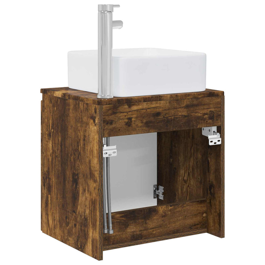 Wandgemonteerde wastafelmeubel Gerookt eiken 49,5 x 41 x 63 cm