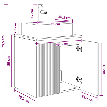 Wandgemonteerde wastafelmeubel Zwart 49,5 x 41 x 62,5 cm