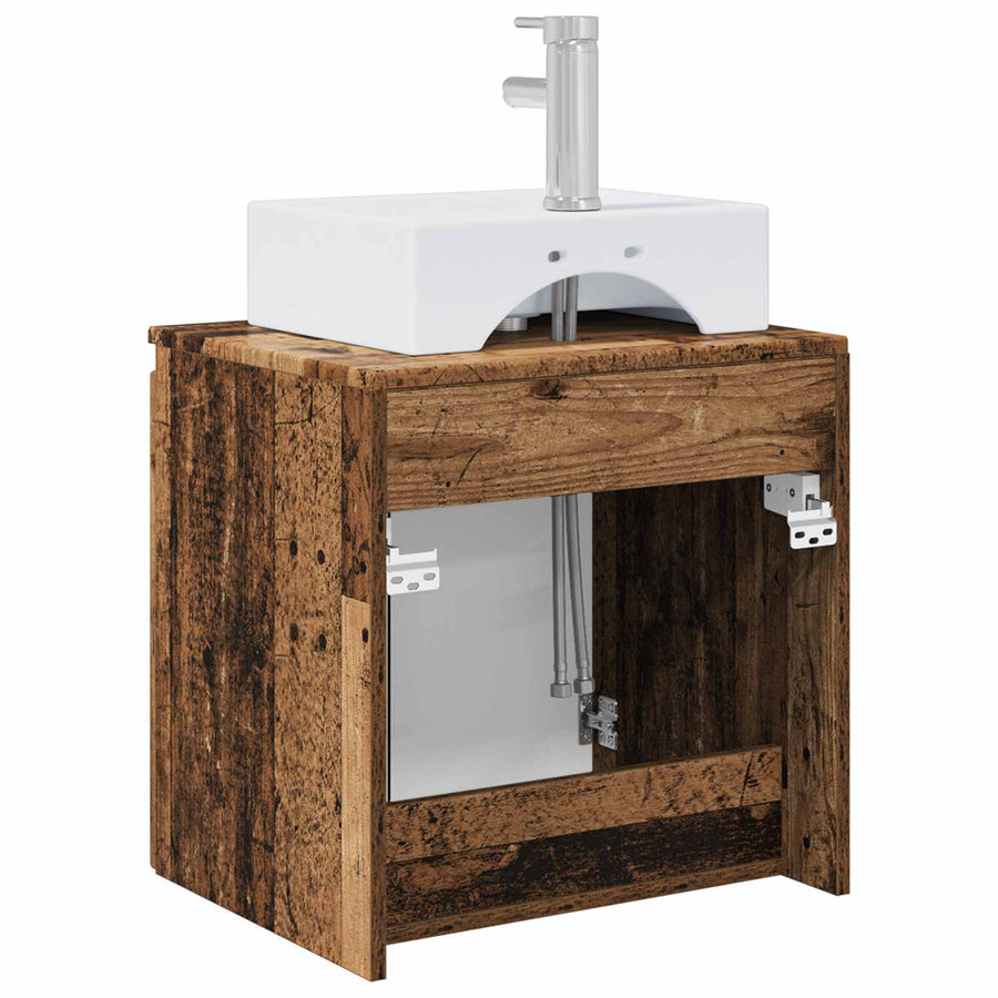 Wandgemonteerde wastafelmeubel Oud hout 49,5 x 41 x 62,5 cm