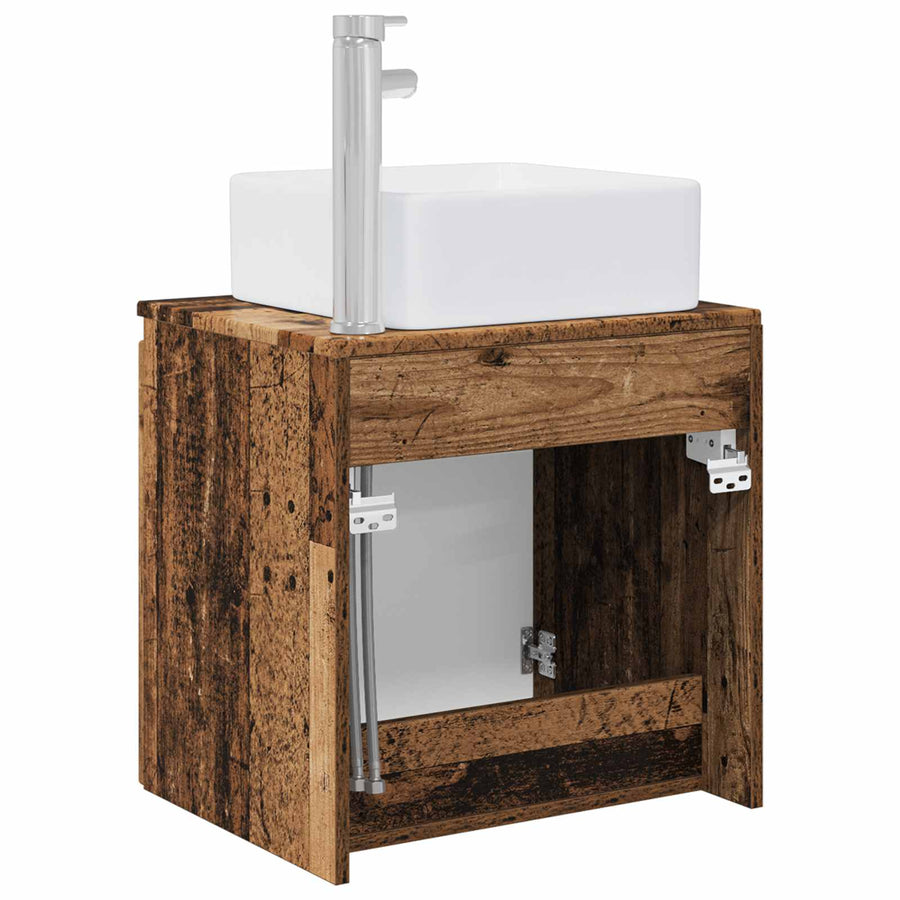 Wandgemonteerde wastafelmeubel Oud hout 53 x 35 x 63 cm