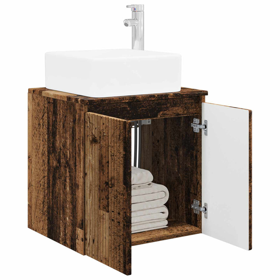 Wandgemonteerde wastafelmeubel Oud hout 53 x 35 x 63 cm