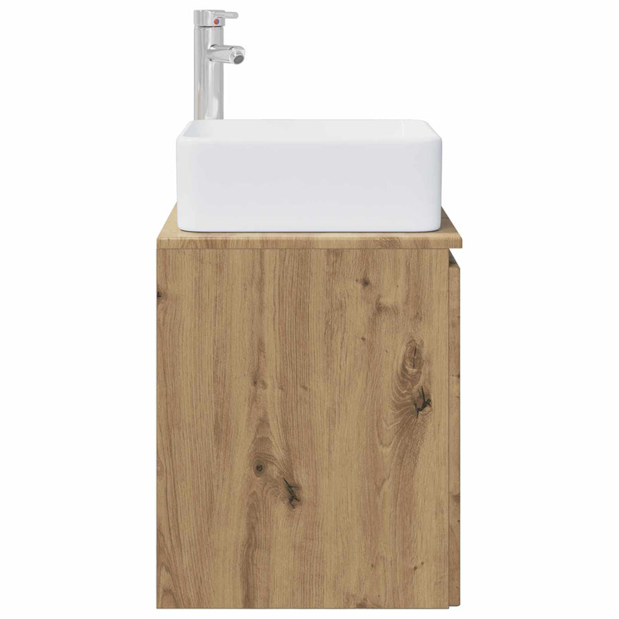 Wandgemonteerde wastafelmeubel Artisanaal eiken 53 x 35 x 63 cm