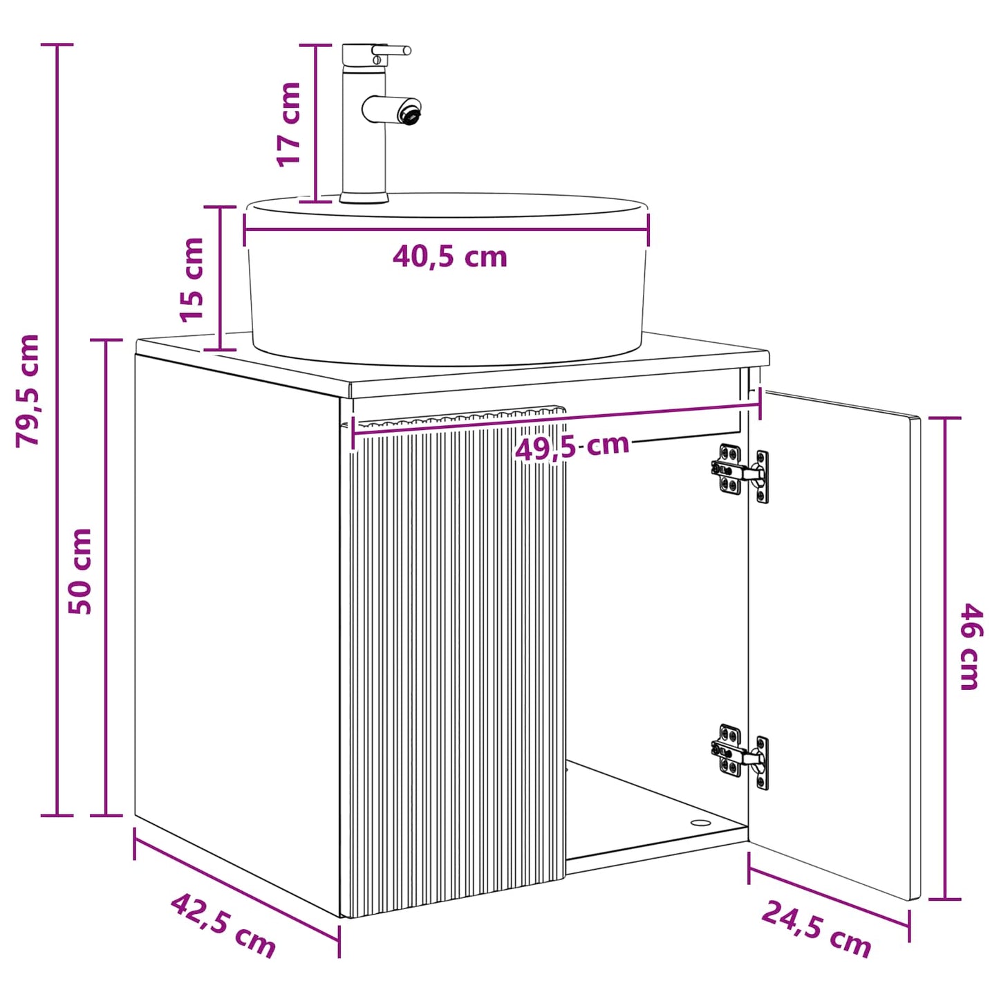 Wandgemonteerde wastafelmeubel Betongrijs 49,5 x 44,5 x 65 cm