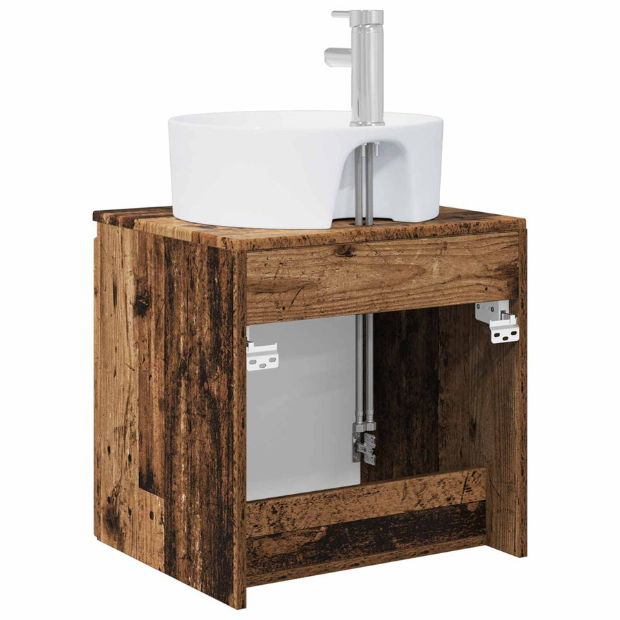 Wandgemonteerde wastafelmeubel Oud hout 49,5 x 44,5 x 65 cm