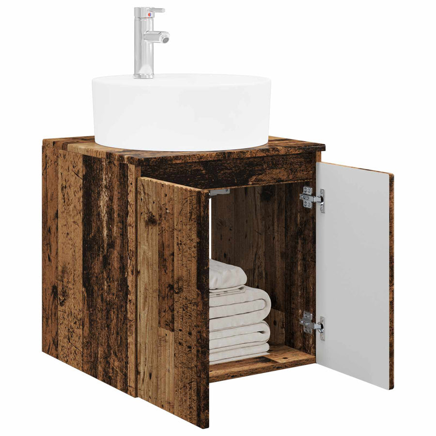 Wandgemonteerde wastafelmeubel Oud hout 49,5 x 44,5 x 65 cm