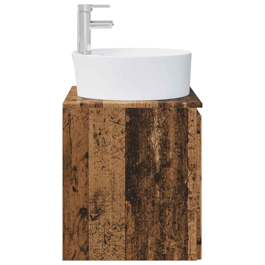 Wandgemonteerde wastafelmeubel Oud hout 49,5 x 44,5 x 65 cm