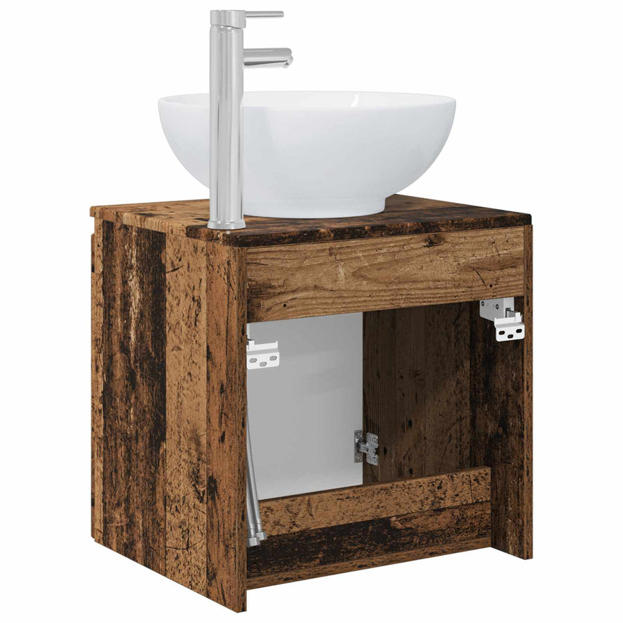 Wandgemonteerde wastafelmeubel Oud hout 49,5 x 44,5 x 65 cm