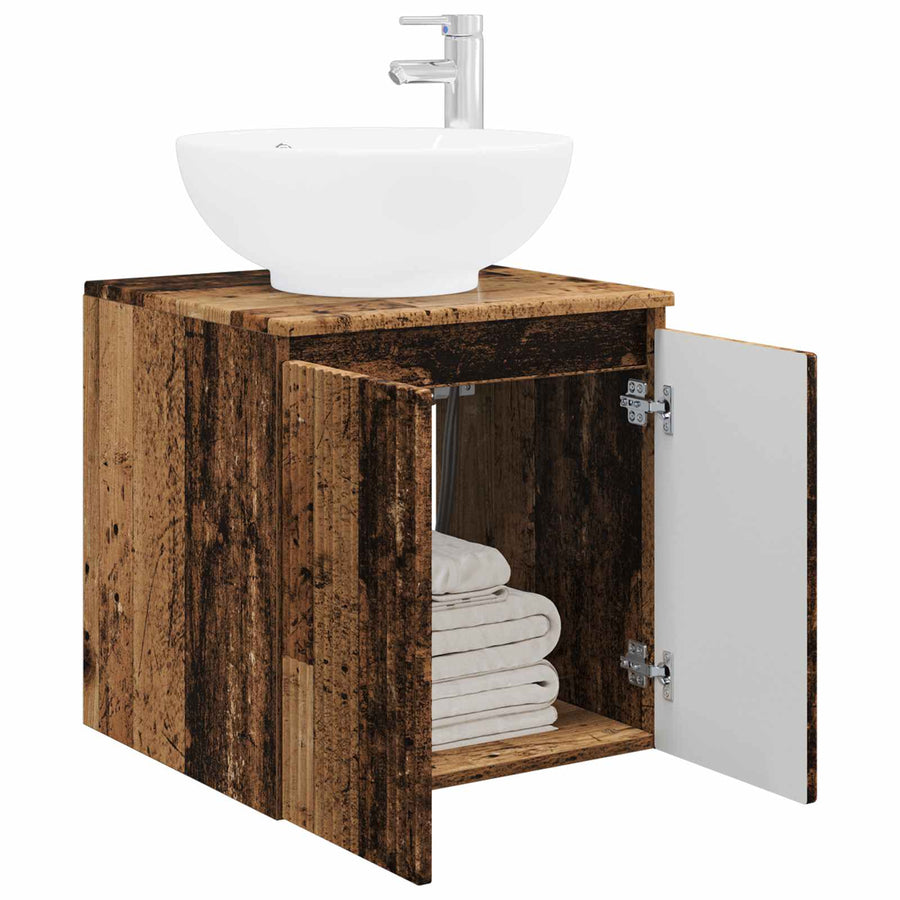 Wandgemonteerde wastafelmeubel Oud hout 49,5 x 44,5 x 65 cm