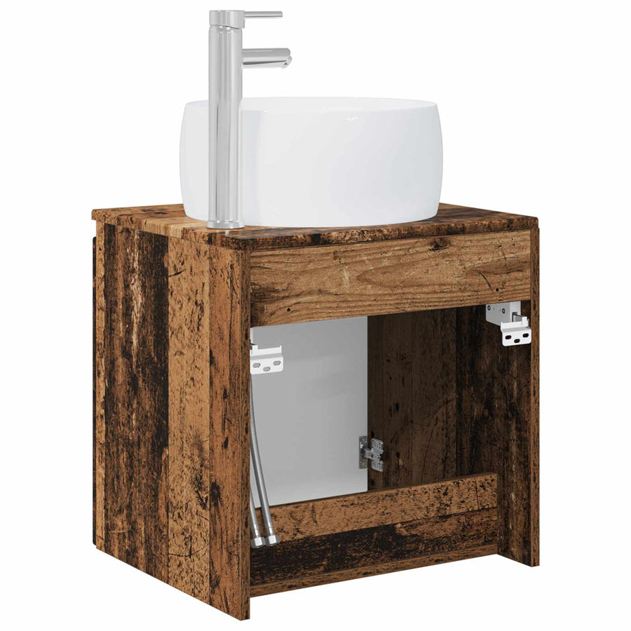 Wandgemonteerde wastafelmeubel Oud hout 49,5 x 44,5 x 66 cm