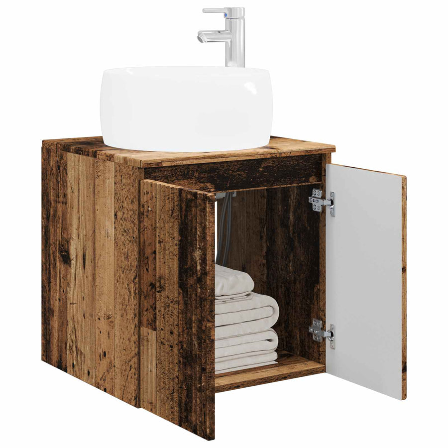 Wandgemonteerde wastafelmeubel Oud hout 49,5 x 44,5 x 66 cm