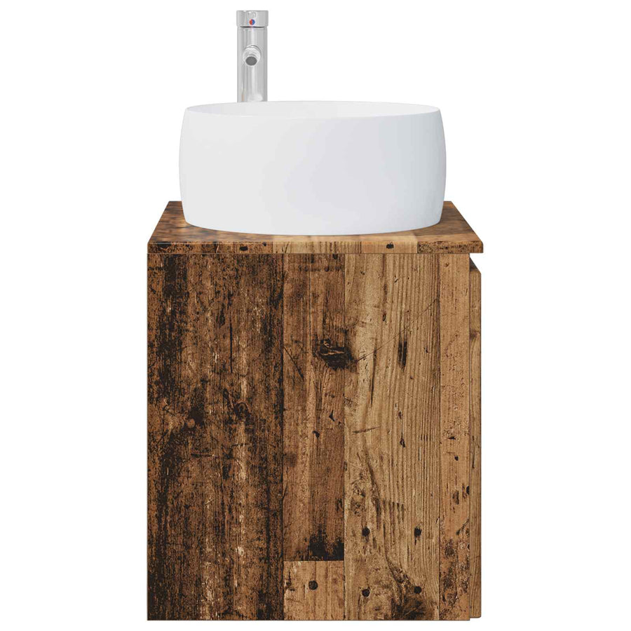 Wandgemonteerde wastafelmeubel Oud hout 49,5 x 44,5 x 66 cm