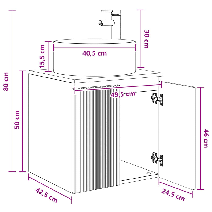Wandgemonteerde wastafelmeubel Betongrijs 49,5 x 44,5 x 65,5 cm