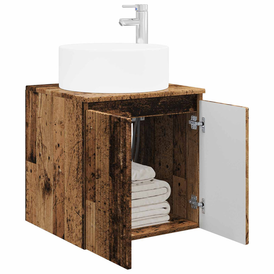 Wandgemonteerde wastafelmeubel Oud hout 49,5 x 44,5 x 65,5 cm