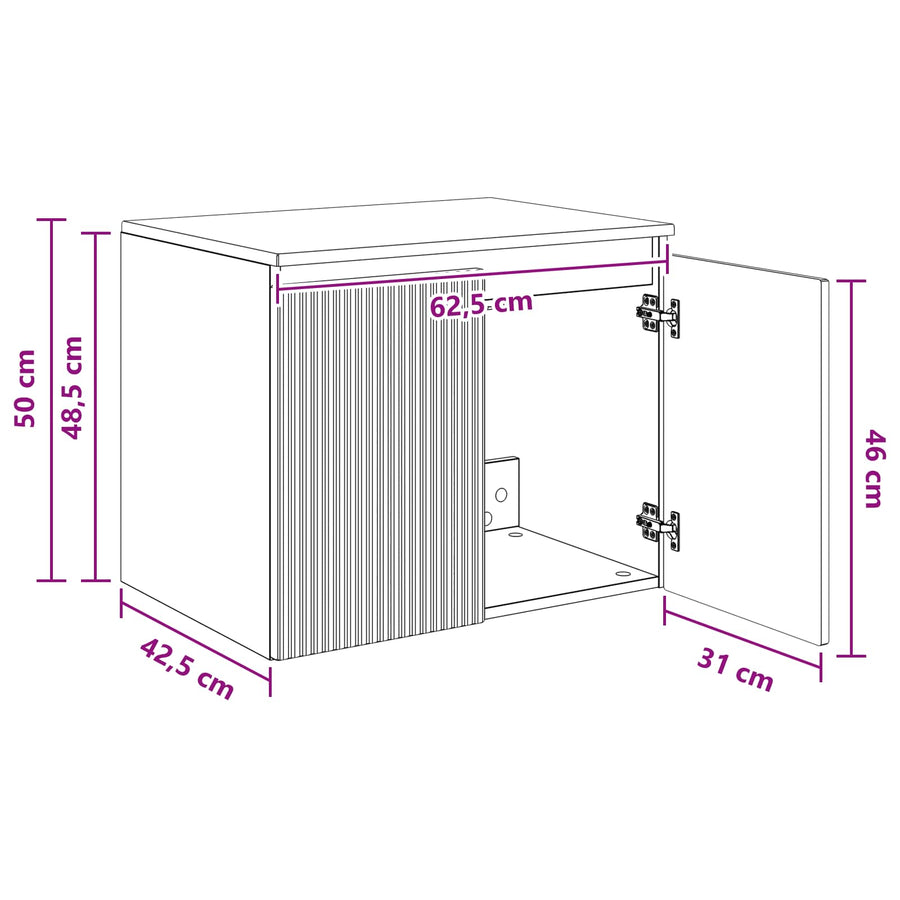Wand Gemonteerde Badkamerkast Oud hout 62,5 x 44,5 x 50 cm