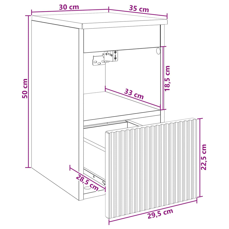 Badkamerkast Zwart 30 x 35 x 50 cm Bewerkt hout