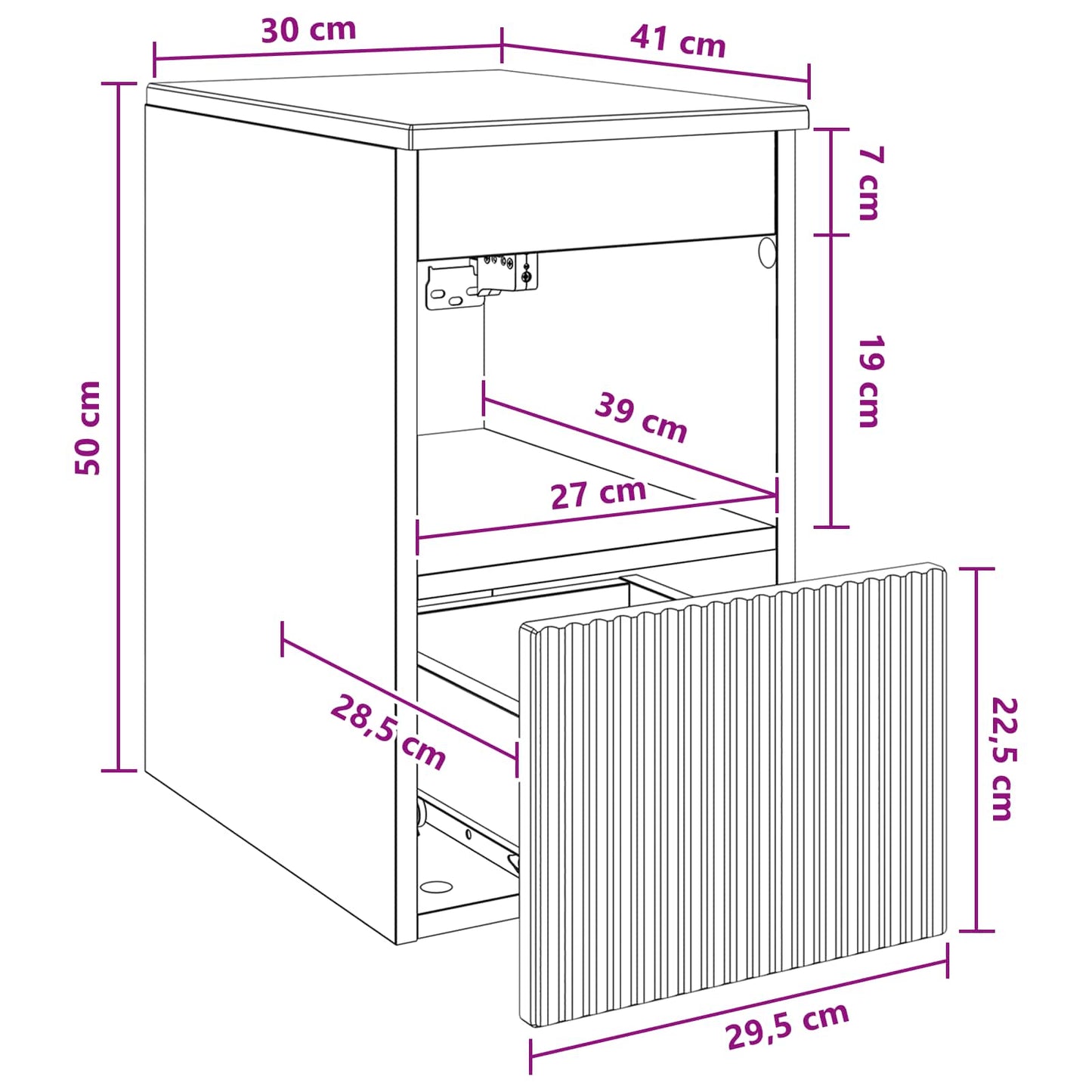 Badkamerkast Artisanaal eiken 30 x 41 x 50 cm Bewerkt hout