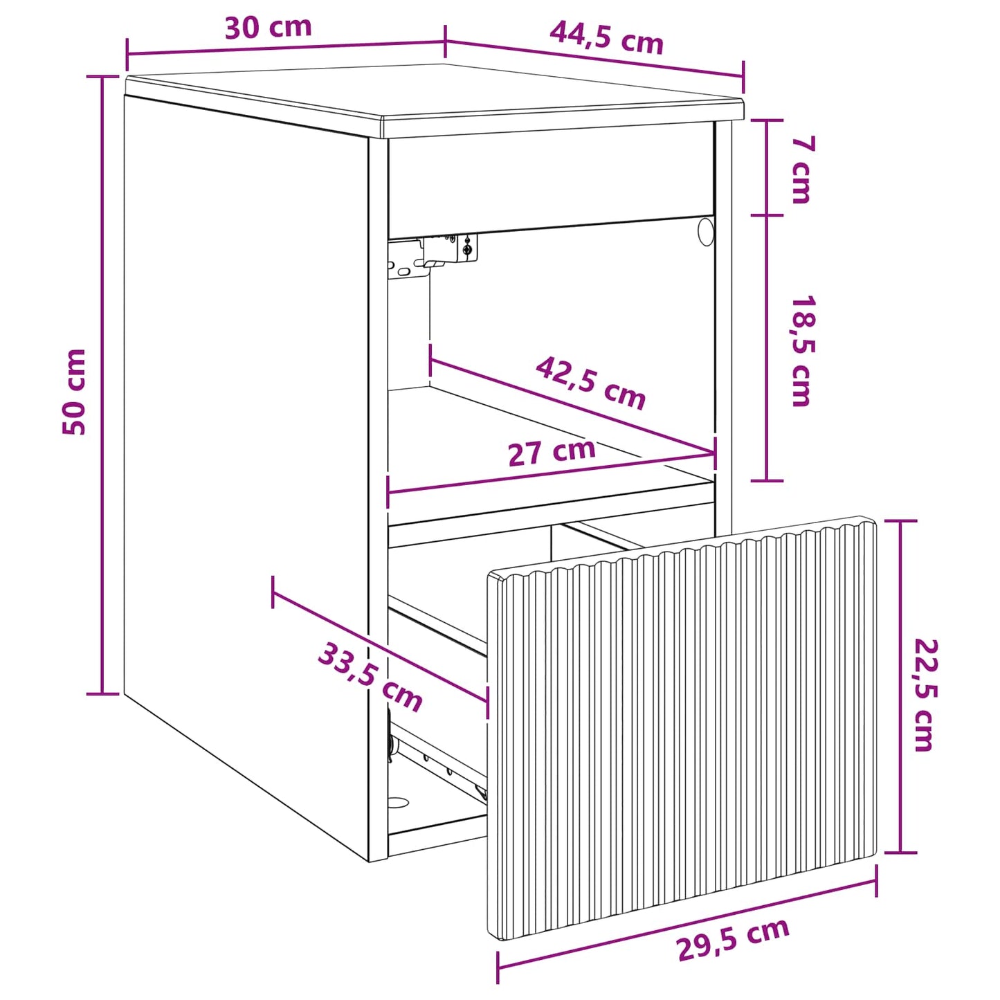 Badkamerkast Zwart 30 x 44,5 x 50 cm Bewerkt hout