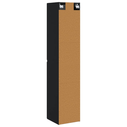 Wand Gemonteerde Badkamerkast Zwart 33 x 34,5 x 160 cm