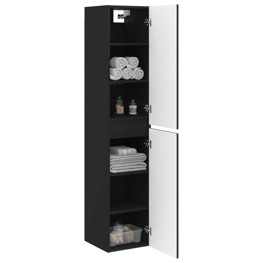 Wand Gemonteerde Badkamerkast Zwart 33 x 34,5 x 160 cm